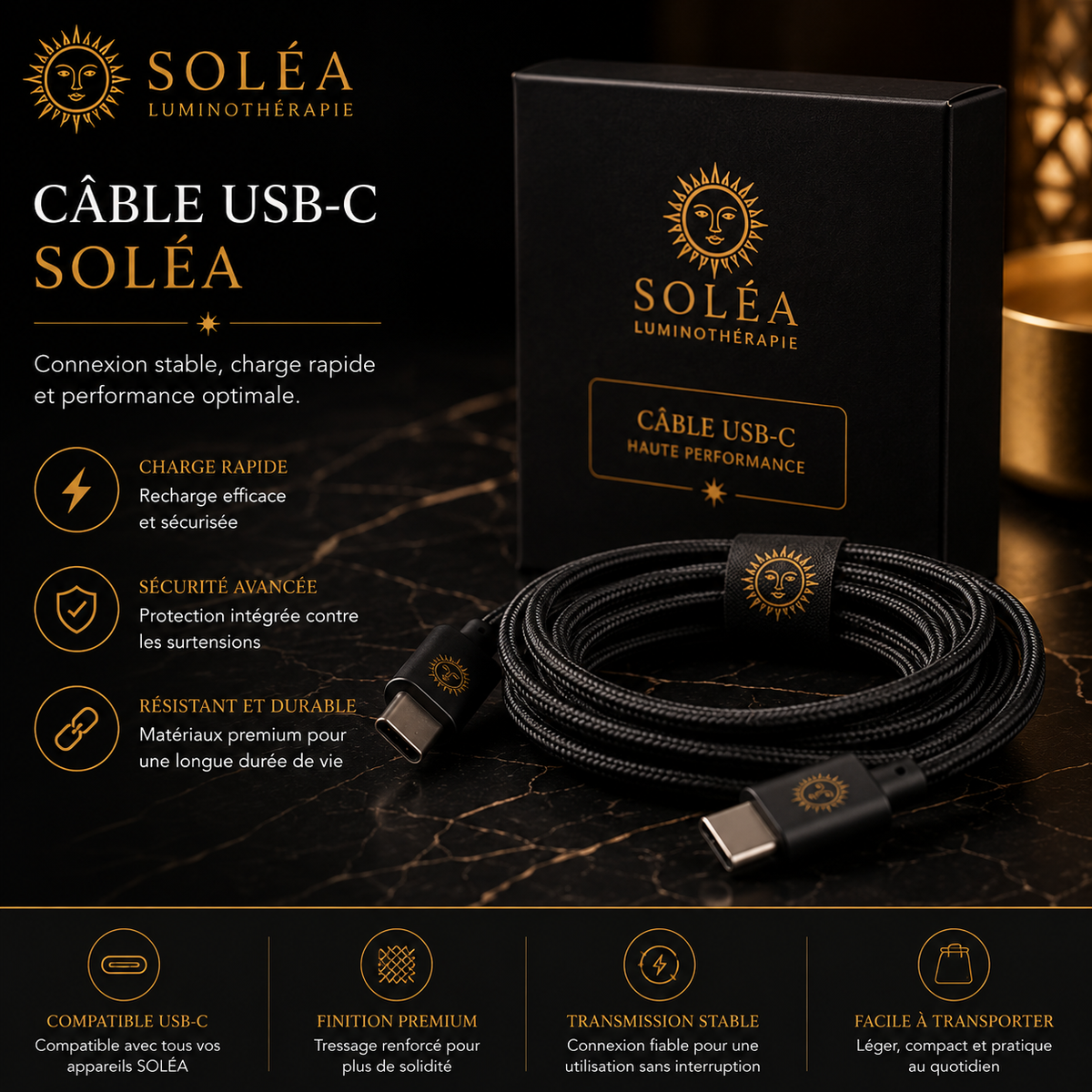 Câble Recharge USB-C Soléa Power
