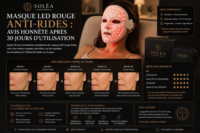 Masque LED rouge anti-rides : avis honnête après 30 jours d'utilisation