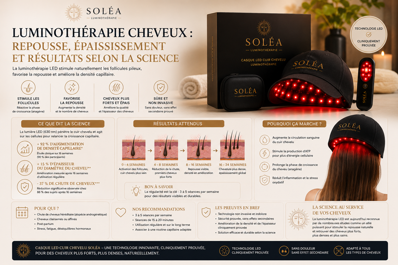 Luminothérapie cheveux : repousse, épaississement et résultats selon la science